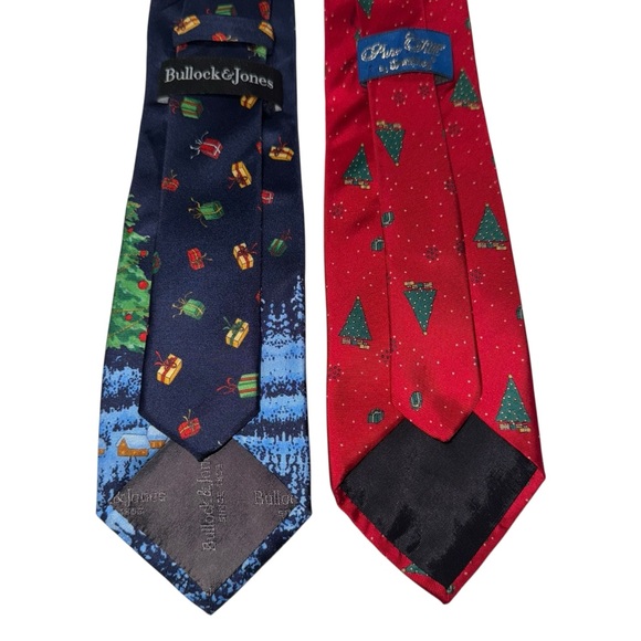 Bullock & Jones Silk Santa Tie + Pure Fifth by Wembley Red Christmas Tie Set - Picture 2 of 2